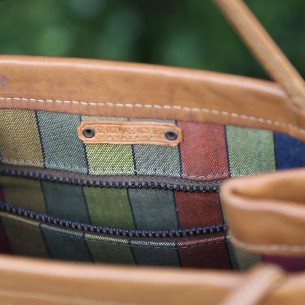 Vintage Coach Square Handbag with Striped Lining